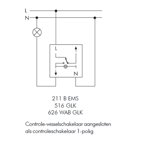 PEHA 516 GLK wisselschakelaar met controlelamp