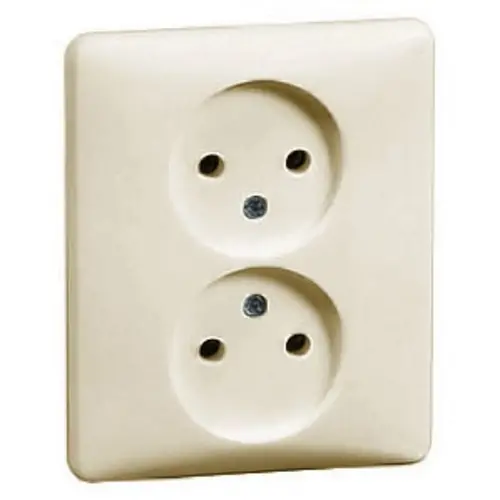 PEHA H 80.1912 W wandcontactdoos 2-voudig zonder randaarde voor enkele inbouwdoos Standard creme