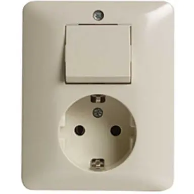 PEHA H 80.6686 W combinatie wisselschakelaar en wandcontactdoos randaarde Standard creme