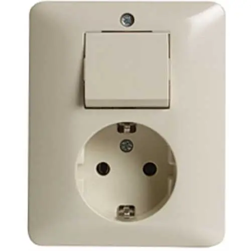 PEHA H 80.6686 W combinatie wisselschakelaar en wandcontactdoos randaarde Standard creme