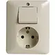 PEHA H 80.6686 W combinatie wisselschakelaar en wandcontactdoos randaarde Standard creme