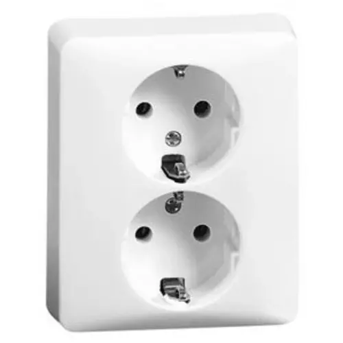 PEHA 80.6612.02 wandcontactdoos 2-voudig randaarde klauwbevestiging voor enkele inbouwdoos Standard levend wit