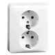 PEHA 80.6612.02 wandcontactdoos 2-voudig randaarde klauwbevestiging voor enkele inbouwdoos Standard levend wit