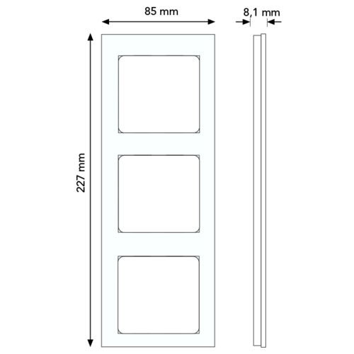 PEHA 20.573.52.02 afdekraam 3-voudig Aura levend wit glas