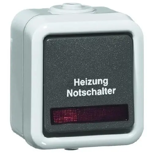 PEHA 622 WAB HN schakelaar 2-polig met controlelamp nood opbouw spatwaterdicht grijs