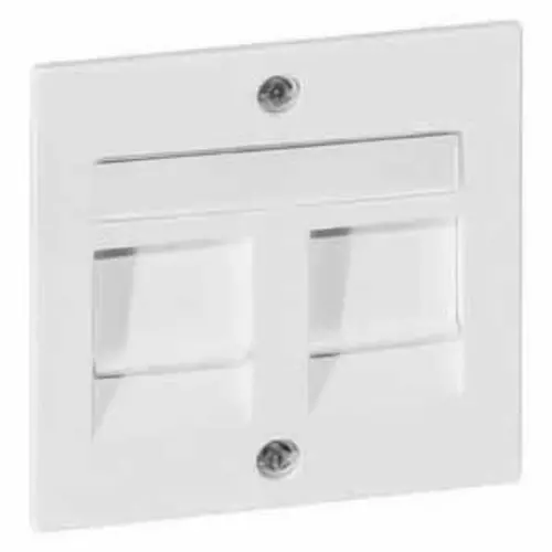 PEHA 20.610.02 MJ2 NA centraalplaat modular jack 2-voudig tekstkader Aura levend wit