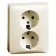 PEHA 80.6512 W wandcontactdoos 2-voudig randaarde voor enkele inbouwdoos Standard creme