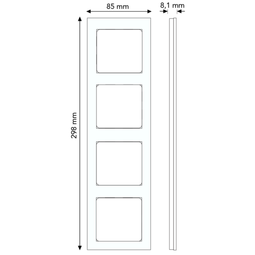 PEHA 20.574.70 T afdekraam 4-voudig Aura aluminium