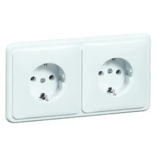 PEHA 80.6512/3.02 wandcontactdoos 2-voudig randaarde vlak voor wandgoot Standard wit glans