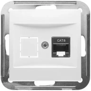 PEHA 11.1858.02 UAE-C6 RJ45 data wandcontactdoos CAT6 recht 1-voudig Badora levend wit