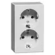 PEHA 6602.02 wandcontactdoos 2-voudig randaarde opbouw levend wit