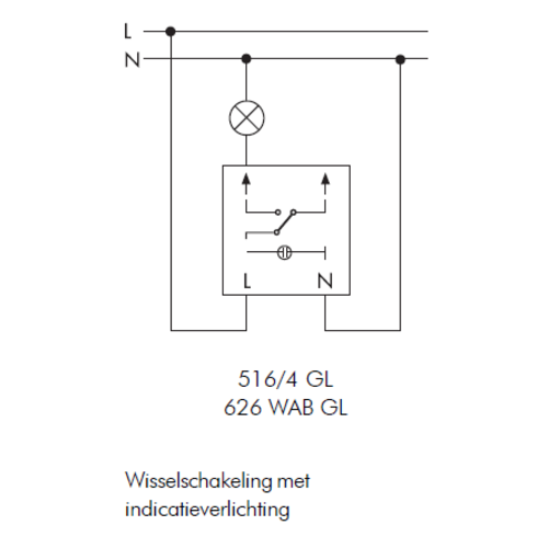 PEHA 516/4 GL wisselschakelaar met orientatieverlichting
