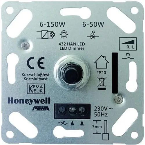 PEHA 432 HAN LED O.A. draai/drukknop LED-dimmer 6-150W