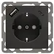 PEHA D 11.6511.193 SI USB wandcontactdoos randaarde met USB A-C aansluiting 3.4 A Badora zwart mat