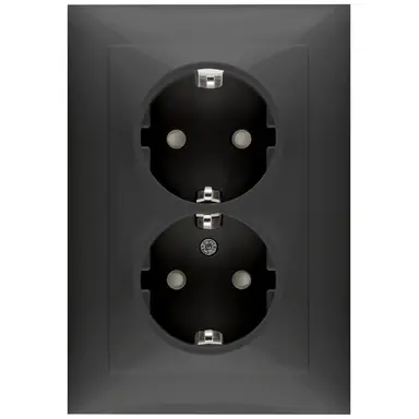 PEHA D 11.6512.193 SI wandcontactdoos 2-voudig randaarde kindveilig Badora zwart mat
