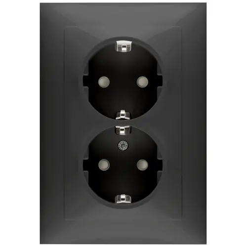 PEHA D 11.6512.193 SI wandcontactdoos 2-voudig randaarde kindveilig Badora zwart mat