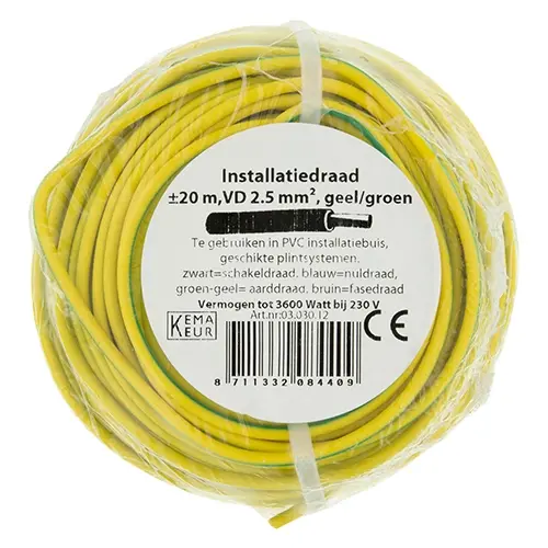 Q-Link 03.030.12 VD draad geel/groen 2,5mm2 rol 20 meter