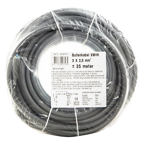 Q-Link 03.007.41 XMVK installatiekabel 3x2,5mm2 grijs rol 25 meter