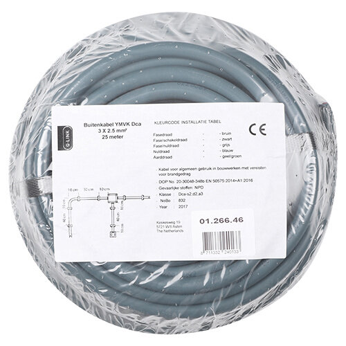 Q-Link 01.266.46 YMVK-DCA kabel 3 x 2,5 mm2 rol 25 meter