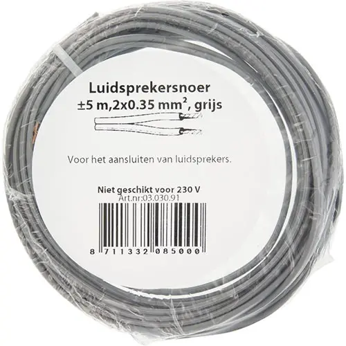 Q-Link 03.030.91 luidsprekersnoer 2x0.35mm2 grijs 5mtr