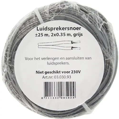 Q-Link 03.030.93 luidsprekersnoer 2x0.35mm2 grijs 25 meter