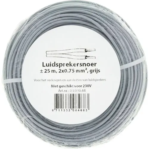 Q-Link 03.030.44 luidsprekersnoer 2x0.75mm2 grijs 25 meter