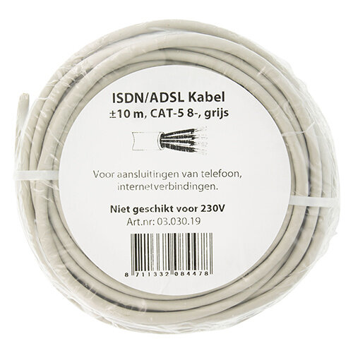 Q-Link 03.030.19 UTP-kabel CAT5E AWG24 grijs 10m