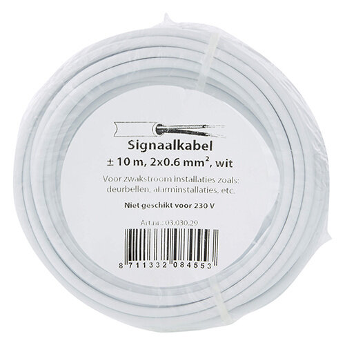 Q-Link 03.030.29 signaalkabel 2x0.6 vaste kern wit 10 meter