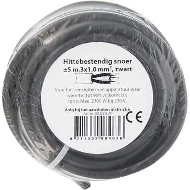 Q-Link 03.030.70 huishoudkabel hittebestendig 3x1.0mm2 zwart 5 meter