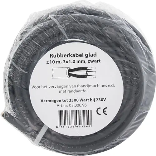 Q-Link 03.006.95 rubber kabel 3x1.0 zwart 10m