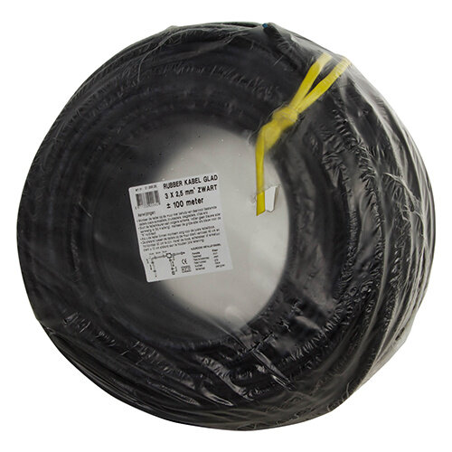 Q-Link 01.266.26 rubber kabel 3x2,5mm2 zwart 100mtr