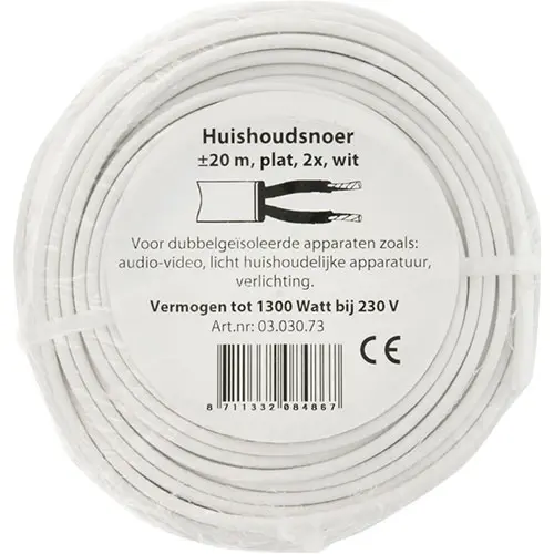 Q-Link 03.030.73 huishoudsnoer plat 2x0.75 20m