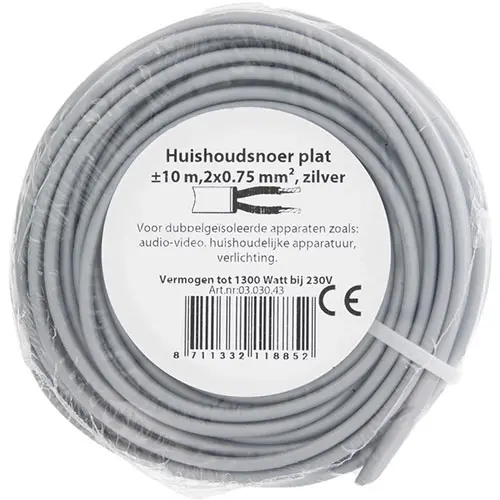 Q-Link 03.030.43 huishoudsnoer plat 2x0.75 10m