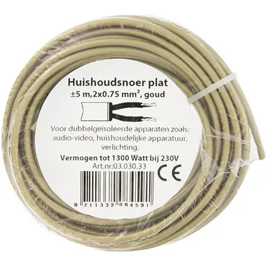 Q-Link 03.030.33 huishoudsnoer plat 2x0.75 5m