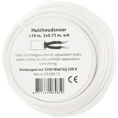 Q-Link 03.030.72 huishoudsnoer VMVS 2x0.75 10m