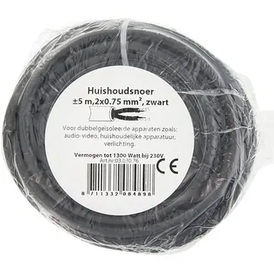 Q-Link 03.030.76 huishoudsnoer VMVS 2x0.75 5m