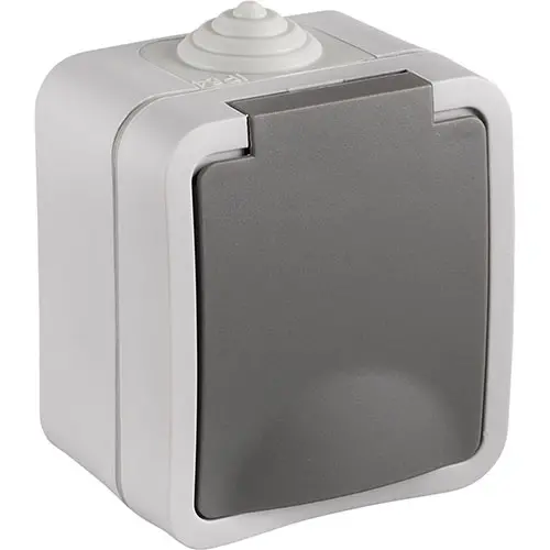 Q-Link 00.944.42 opbouw randaarde wandcontactdoos grijs spatwaterdicht IP54