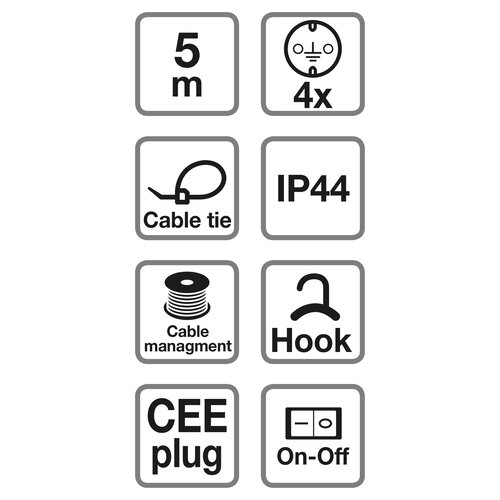 Q-Link 53.502.14 stekkerdoos 4-voudig randaarde CM-system CEE 5 meter IP44 blauw