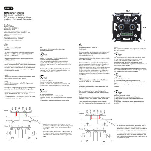 Q-Link 66.099.46 inbouw duo dimmer LED 2 x 2 - 200 Watt compleet zwart mat