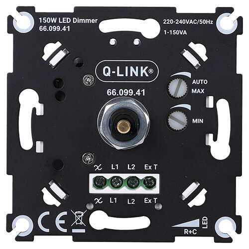 Q-Link 66.099.41 inbouw dimmer LED 1 - 150 Watt compleet zwart mat