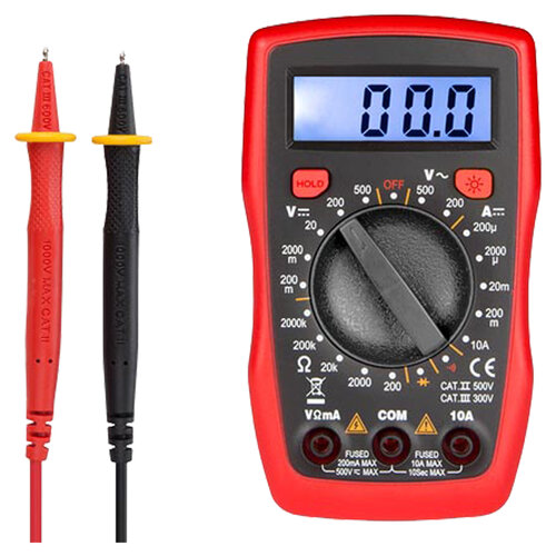 Q-Link 01.161.66 multimeter digitaal CAT3 300V en CAT2 500V zwart/rood