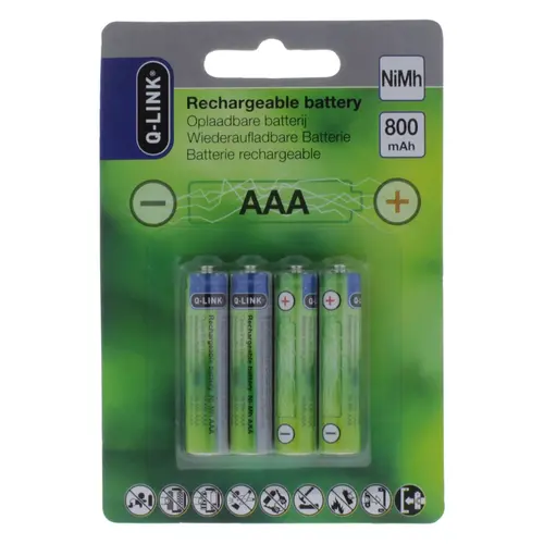 Q-Link 00.136.01 AAA batterij oplaadbaar NIMH 800 mAh 4 stuks