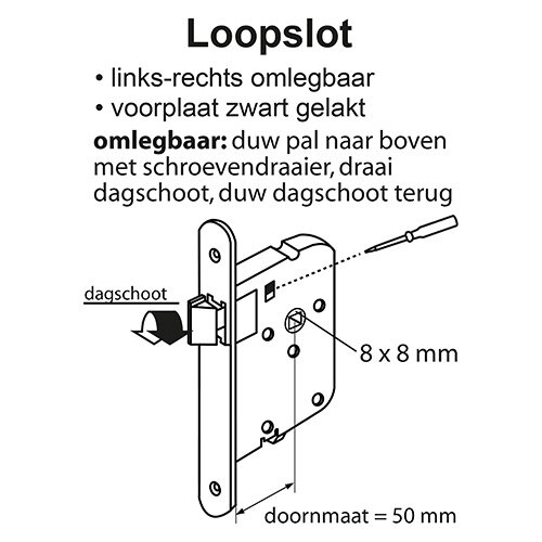 Starx 43.600.17 loopslot standaard rechts en links voorplaat gelakt zwart