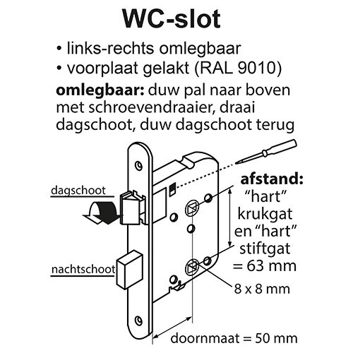 Starx 43.600.08 wc- en badkamerslot rechts en links toepasbaar standaard wit