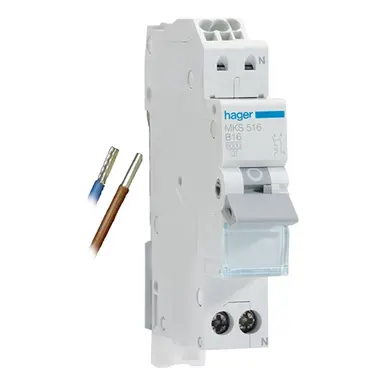 Hager VKS01SG installatieautomaat 1p+N 16A B-karakteristiek 6kA Quickconnect