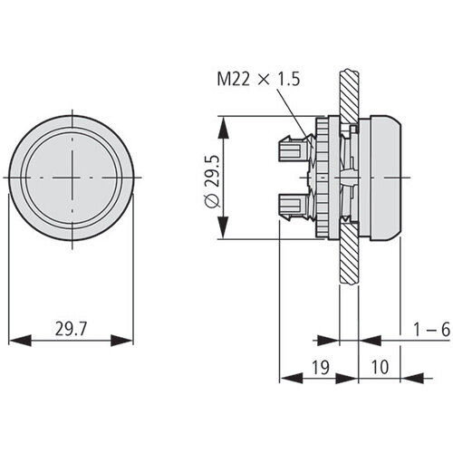 Eaton M22-D-R signaaldrukknop rood terugverend vlak 216594
