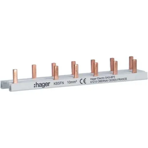 Hager KB5FN kamrail geisoleerd 2-polig 10mm2 40A 7-modulen