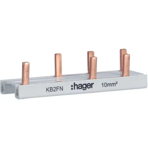 Hager KB2FN kamrail geisoleerd 2-polig 10mm2 40A 4-modulen