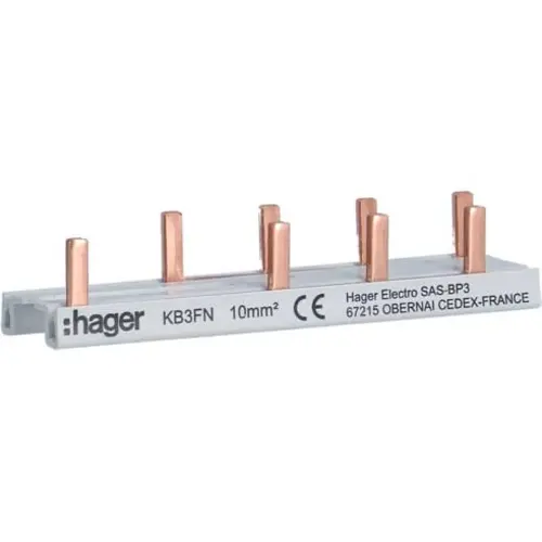 Hager KB3FN kamrail geisoleerd 2-polig 10mm2 40A 5-modulen