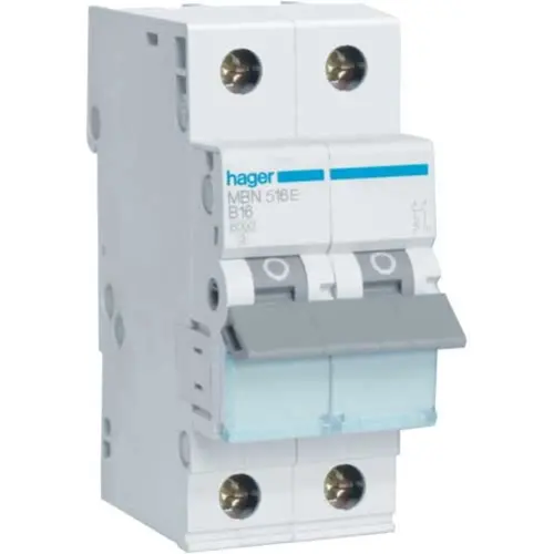 Hager MBN516E installatieautomaat 1p+N 16A B-karakteristiek 6kA